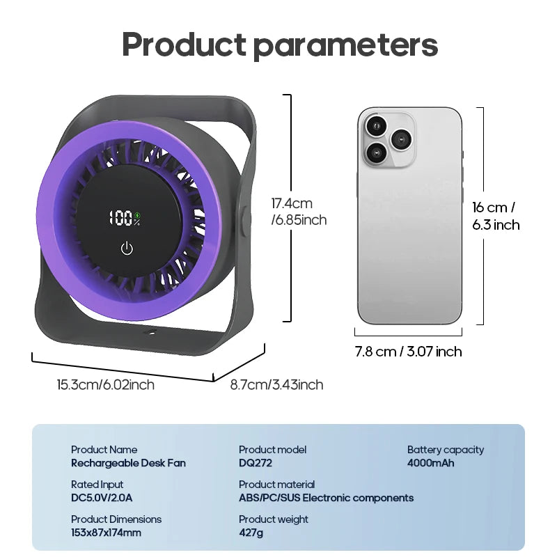 BreezeWave Compact Cooling Desk Fan